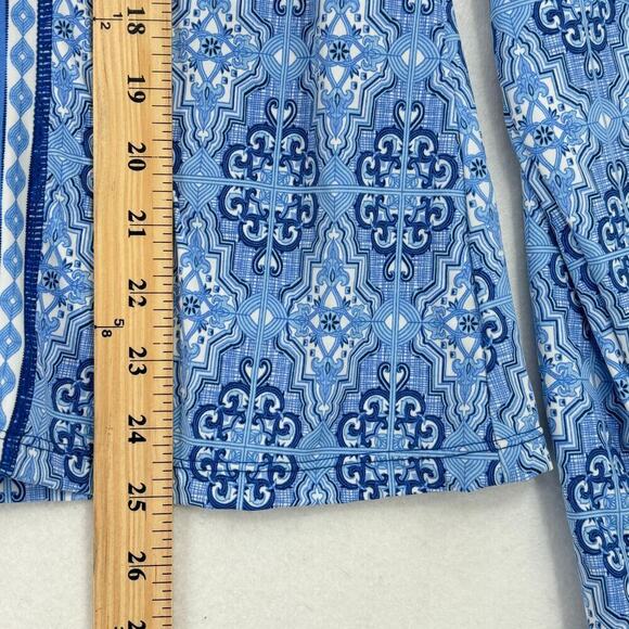 Cabana Life Full Zip Rash Guard Top UPF Protection Nylon Spandex Blue White XL - Picture 9 of 10